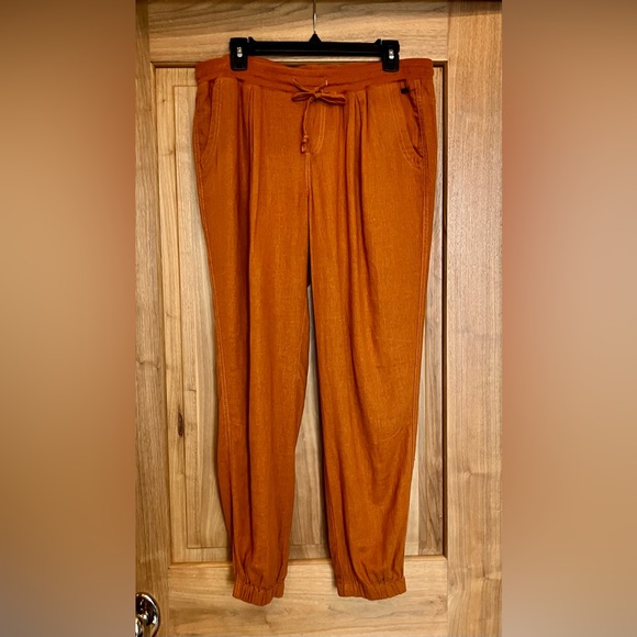 Roxy Pants - EUC ROXY Lightweight Linen Blend Drawstring Waist Joggers Size L Rust Orange